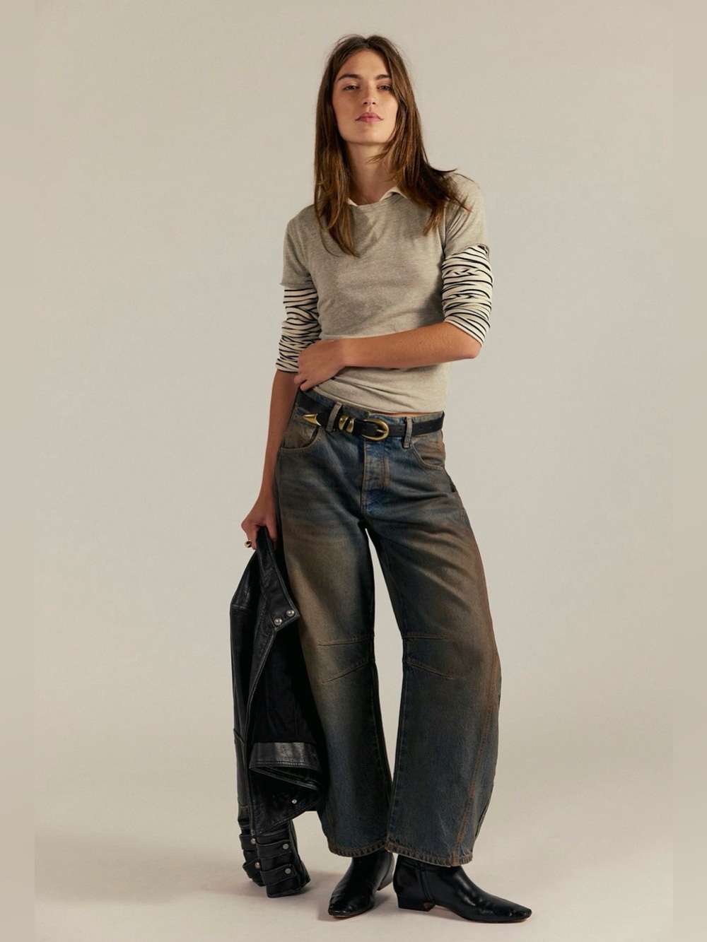Free People Mid Rise Good Luck Barrel  Jeans